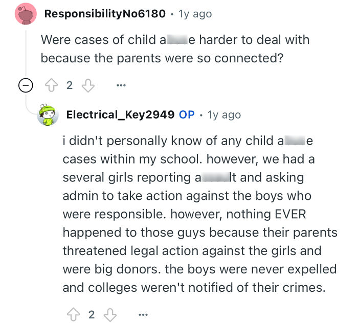 Screenshot of a private school student answering questions about campus issues including handling misconduct and parental influence.