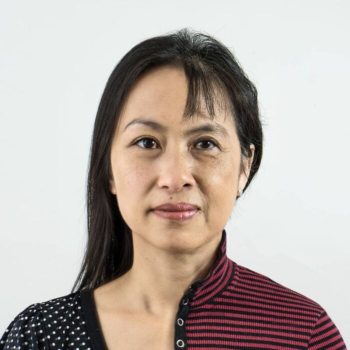 Portrait of a woman showing the strong family DNA connection in a side-by-side genetic comparison concept.