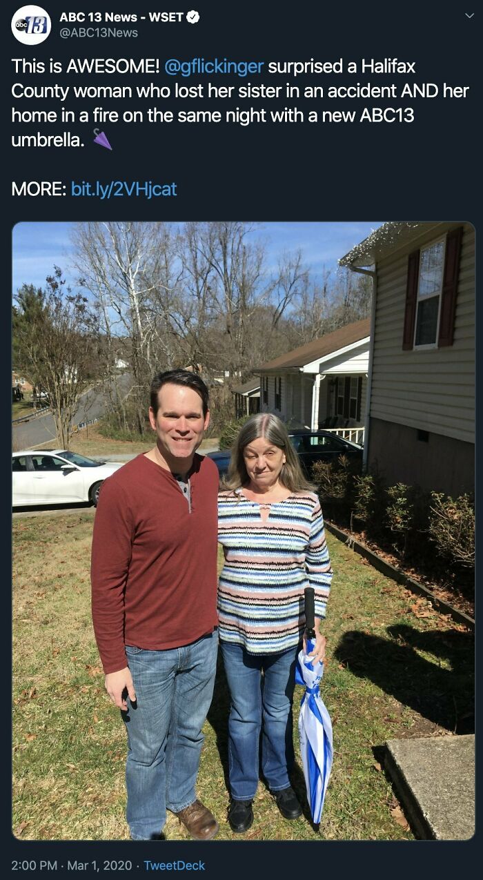 Man and woman standing outside a house, illustrating a social media post related to companies that failed miserably.