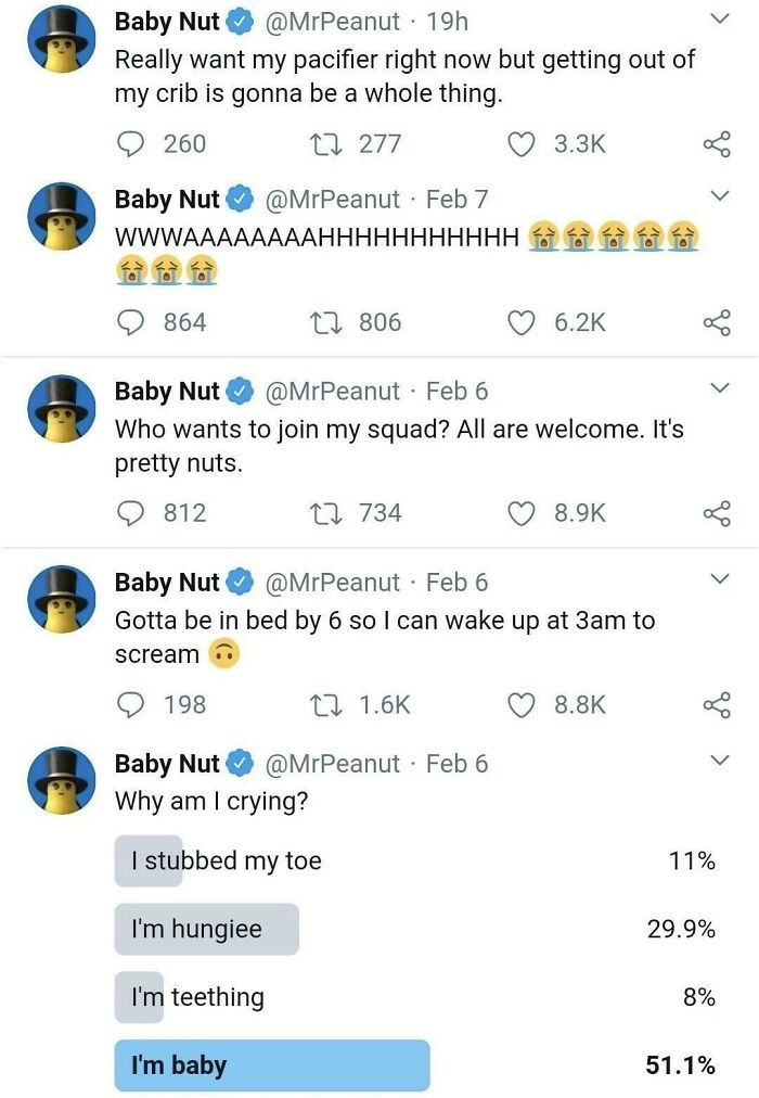 Twitter posts from Baby Nut, highlighting a social media fail by a brand attempting to engage audiences.