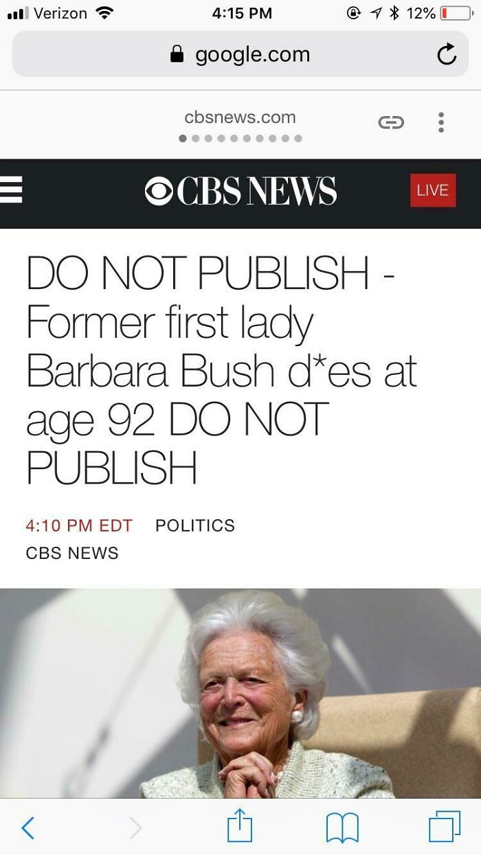 CBS News headline mistakenly marked as do not publish, showing a major social media company mistake example.