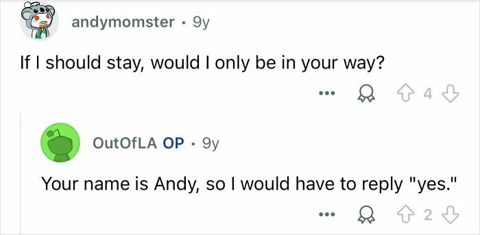Screenshot of a Reddit conversation with users discussing a humorous exchange related to a thankless job.