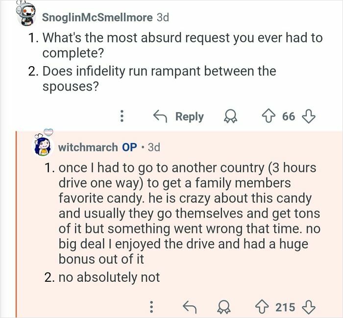 Reddit Q&A showing a personal assistant sharing experiences about working for billionaires, including unusual requests.