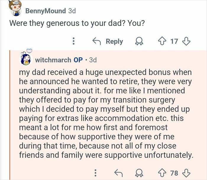 Reddit conversation where a personal assistant discusses working for billionaires and their generous support.