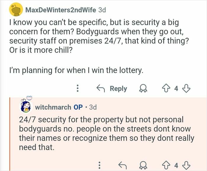 Screenshot of a Q&A about security concerns when working for billionaires, shared by a personal assistant.