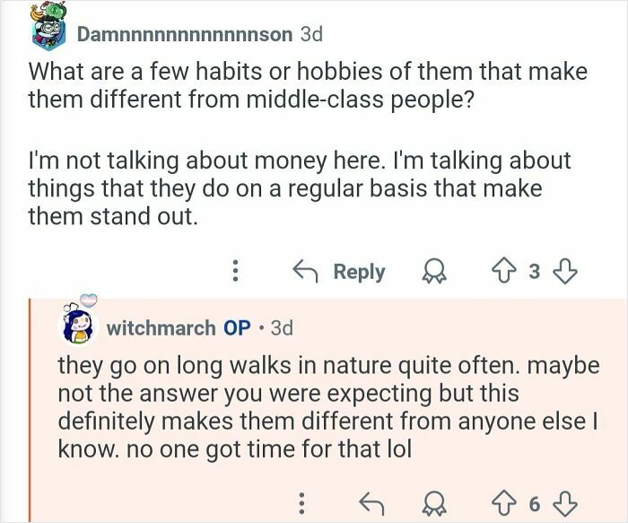 Screenshot of a personal assistant answering questions about habits that make billionaires different from middle-class people.