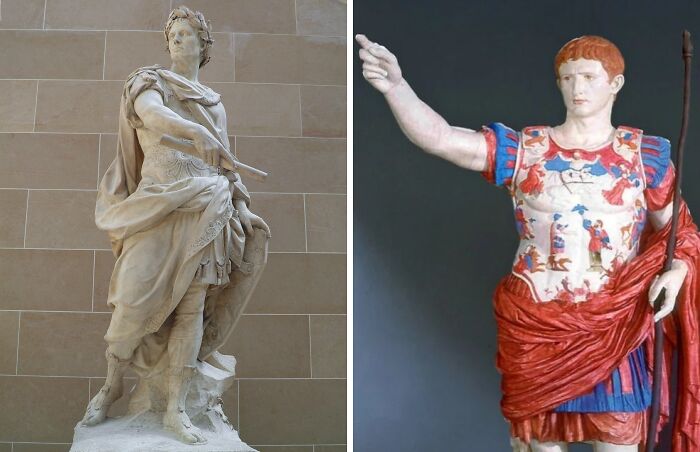 Two statues of historical figures side by side, illustrating common misconceptions in history facts and myths.
