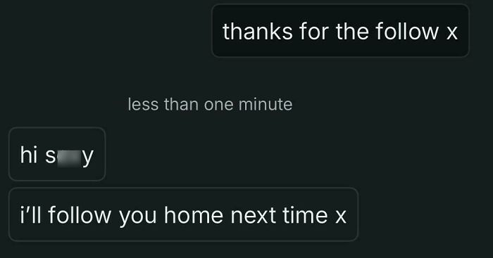 Screenshot of an unhinged online selling message conversation showing a follow-up comment with threatening tone.