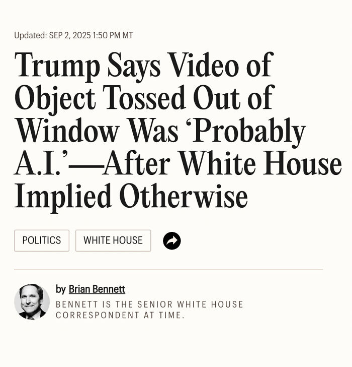 Alt text: Headline about an attempt involving a video of an object tossed from a window with unexpected outcomes.