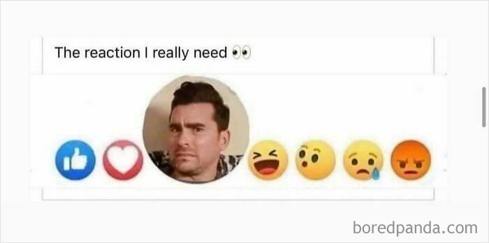 Man's confused reaction face shown among social media emoji reactions in a relatable funny memes format.