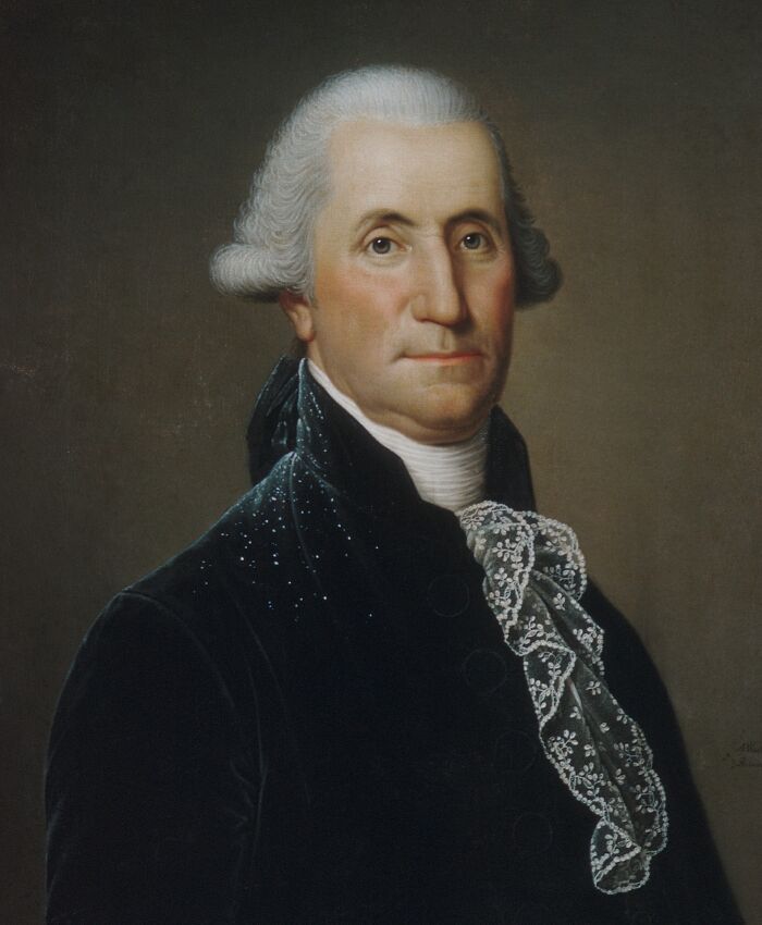 Portrait of a historical figure wearing 18th-century attire, illustrating so-called facts about history that are false.