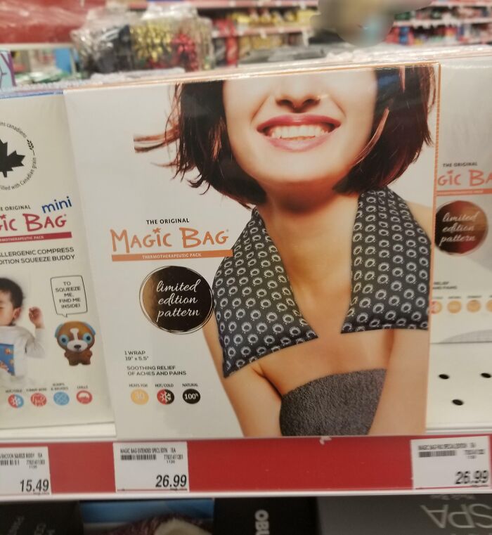 Packaging with a major Photoshop fail showing a distorted neck and shoulders, illustrating common Photoshop fails humorously.