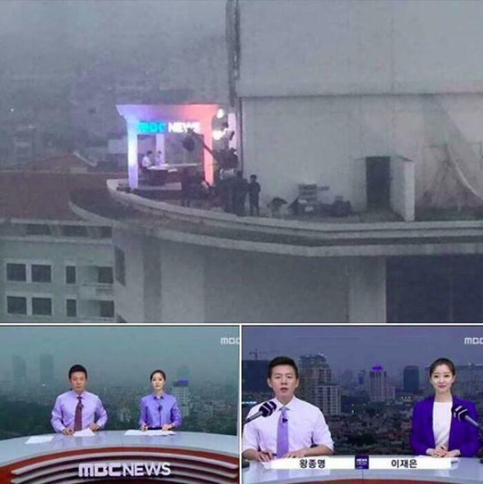 Behind the scenes at MBC News broadcast on rooftop studio