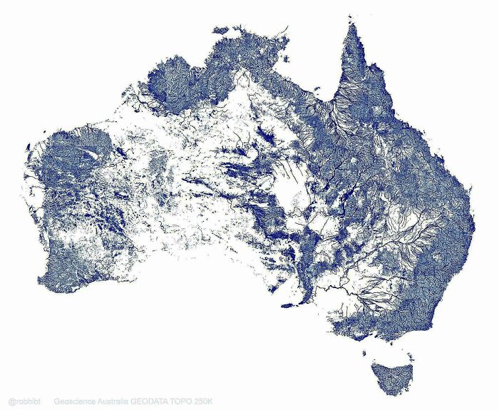 Detailed informative map of Australia showing rivers and water systems, highlighting geographic features that may change perspectives on our world.