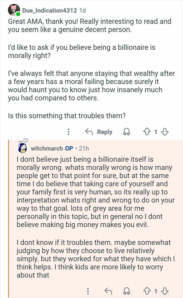 Reddit conversation with a personal assistant answering questions about what it’s like to work for billionaires.