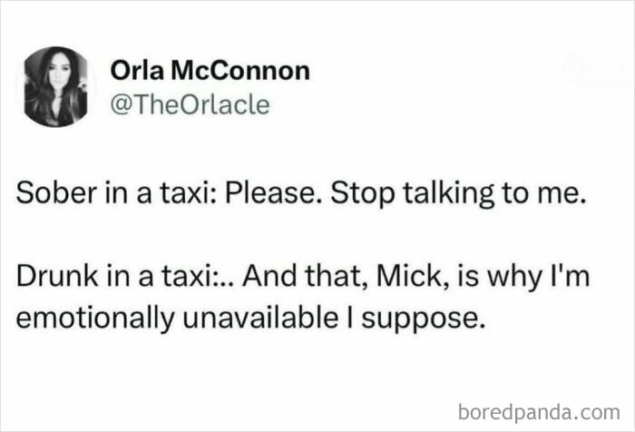 Text meme showcasing the difference between being sober and drunk in a taxi, featured among viral memes chaos.
