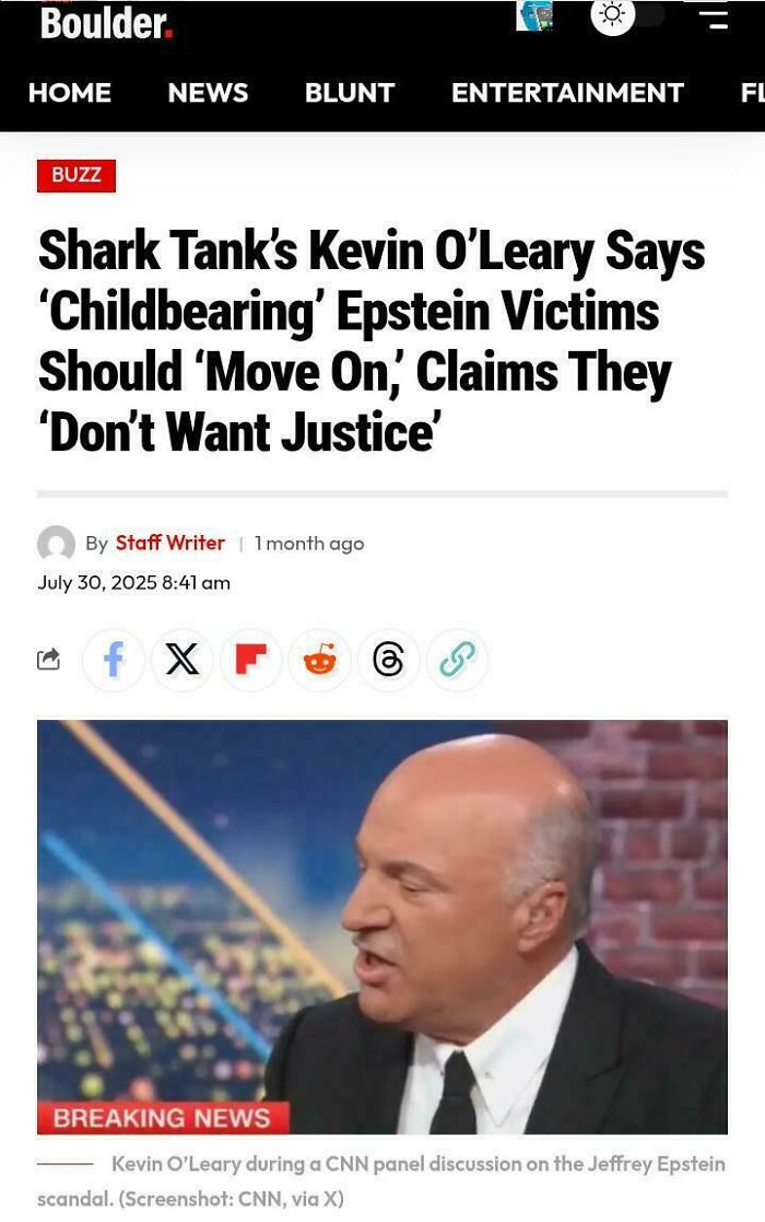 Kevin O’Leary speaking during a CNN panel, discussing controversial Epstein victim comments in a chaotic good context.