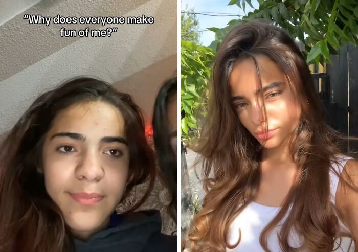 Side-by-side photos showing an incredible transformation of a young woman after deciding she needed to change.