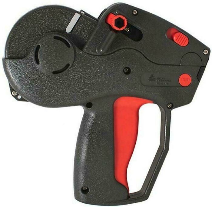 Black and red vintage price label gun, an item to make you feel old as heck from past decades.