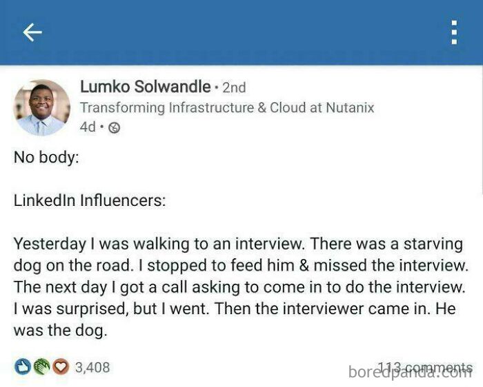 LinkedIn post humorously describing an interview story highlighting outrageous job requirements that made people nope out quick.