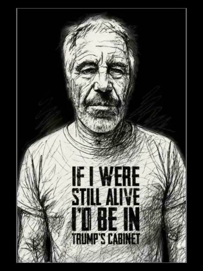 Sketched portrait of an older man wearing a shirt with a bold political statement, representing chaotic good actions.