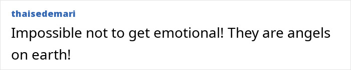 Comment text on a white background expressing emotion, referencing angels on earth and touching thousands of lives.
