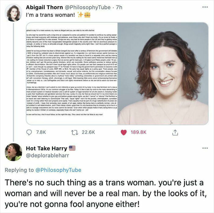 Tweet exchange showing a confident but embarrassingly wrong comment about gender identity, highlighting overconfidence online.