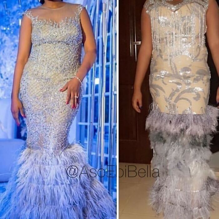 Side by side comparison of an ordered dress versus the disappointing dress received in funny what I ordered vs what I got fails.