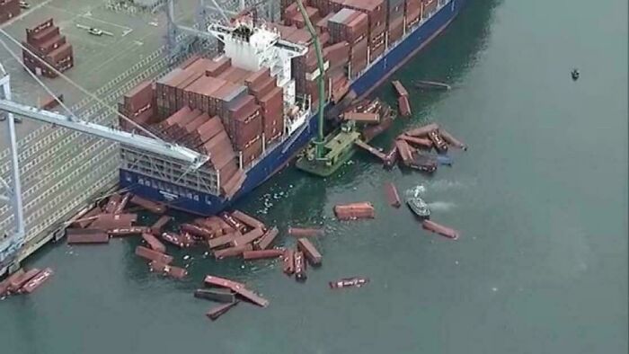 Shipping Containers Have Fallen Off A Cargo Ship And Into The Water At Port Of Long Beach