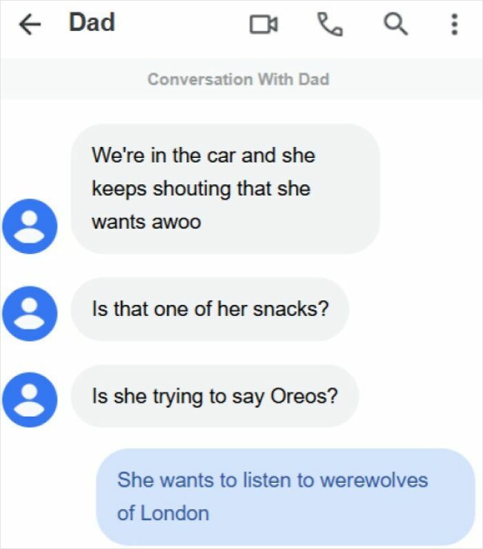 Text message exchange between a dad and his child showing wholesome parenting moments and playful communication.