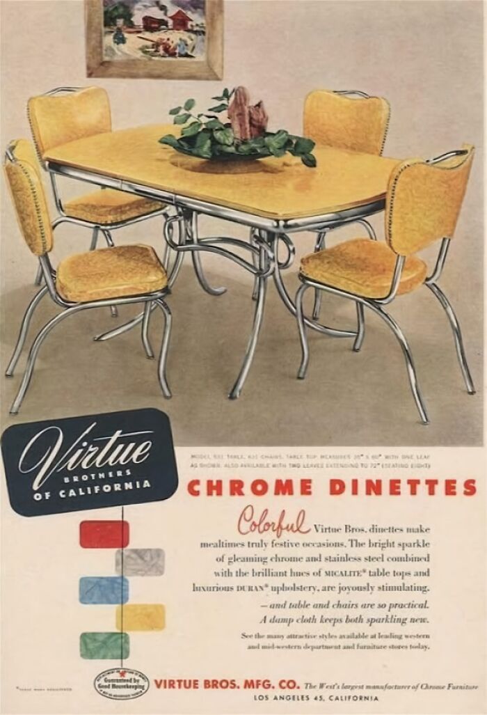 Vintage chrome dinette set with yellow cushions, evoking nostalgia and memories of old age in a mid-century home.