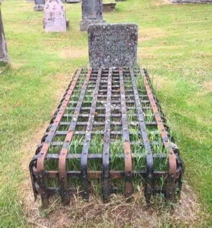 Old grave with iron cage cover, one of the curious things people discovered and had no idea what it was.