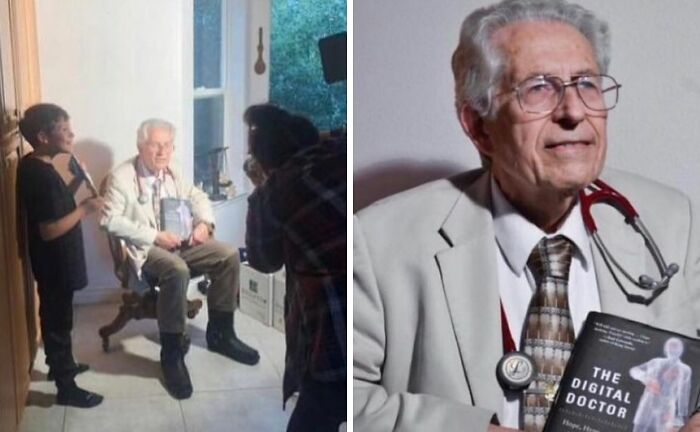 Grandpa models for grandchild’s photo assignment showing students and young adults living the best and worst life moments.