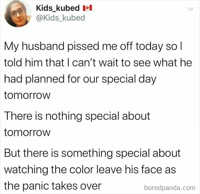 Parenting meme showing a humorous text about a special day and a husband's panic reaction.