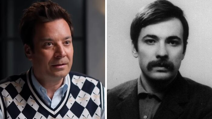 Side-by-side images of a celebrity and his historical counterpart showing striking resemblance for casting ideas.