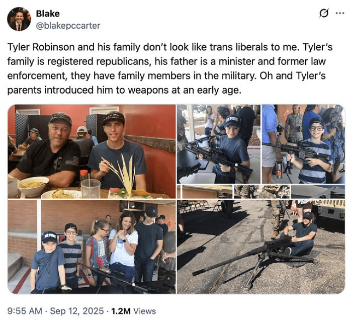 A family introduced to weapons early showing support for military and law enforcement values in various settings.