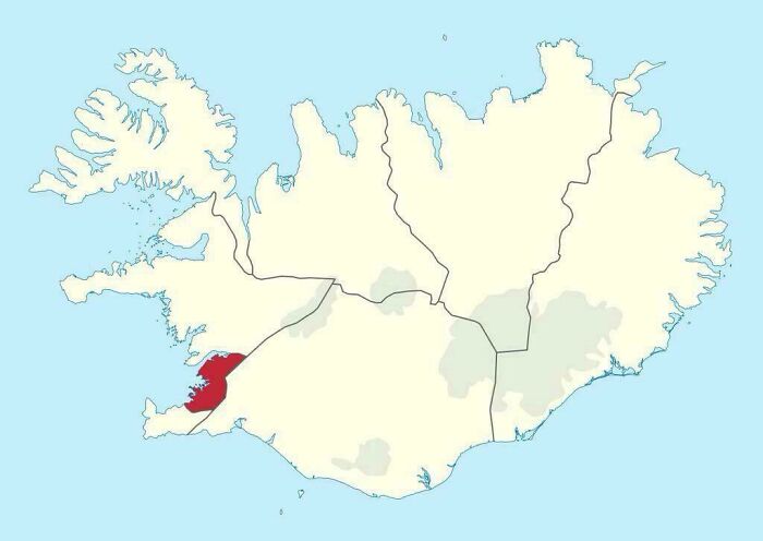 Map highlighting a specific region in Iceland, part of informative maps that offer new perspectives on our world.