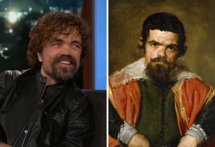 Actor resembling historical figure in a split image highlighting celebrities who could play their own historical counterparts.