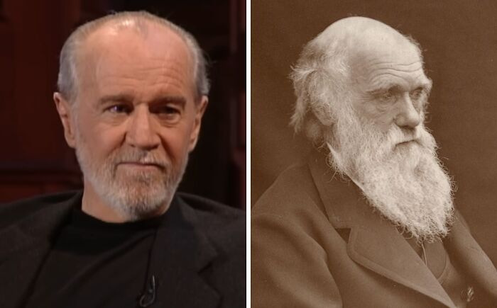 Side-by-side image of a celebrity and his historical counterpart, illustrating celebrities who could play their own historical counterparts.