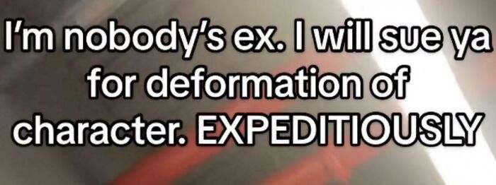 Screenshot from TikTok with bold text about suing for defamation, part of smart TikTok screenshots collection.