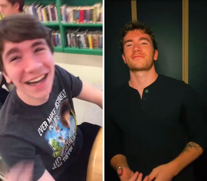 Side-by-side images showing a husband glow-up transformation from casual and youthful to confident and stylish.