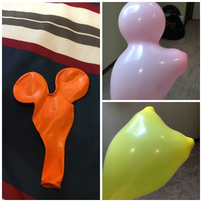 Inflated balloons that look completely different from the shapes shown in the original product pictures.