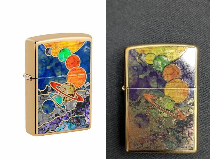 Lighter with colorful planets design purchased based on a picture versus the actual worn product received.