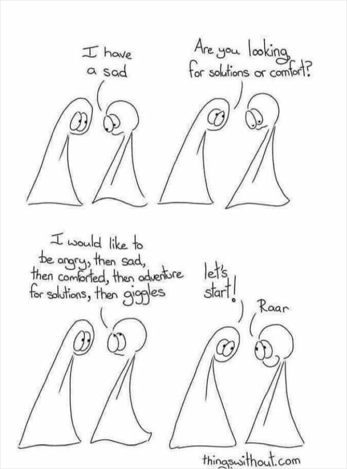 Simple black and white comic depicting a wholesome conversation between two characters in a cringe-worthy yet sweet style.