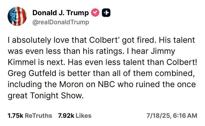 Screenshot of a social media post showing a fail attempt at discussing TV show ratings and talent.