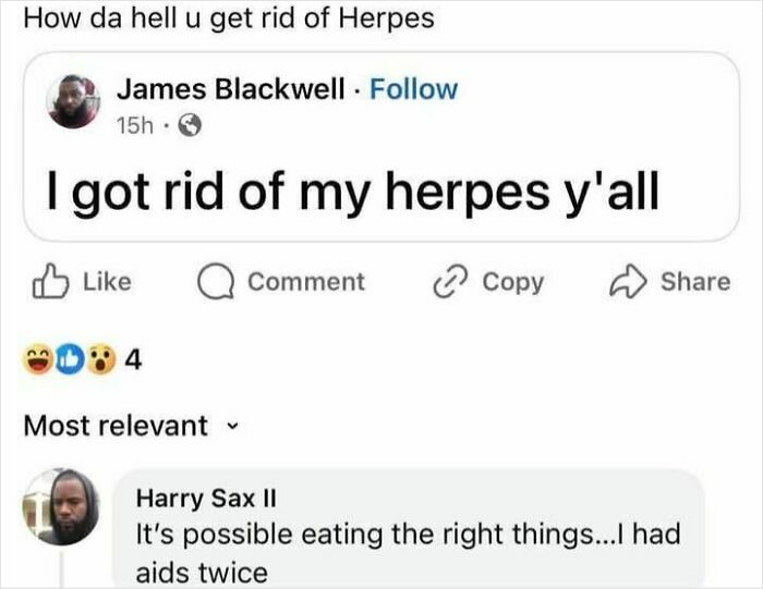 Screenshot of a social media post showing absurd scientific takes about health claims and modern society reactions.