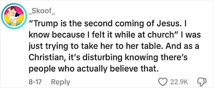 Screenshot of a disturbing online comment reflecting one of the creepiest customer encounters shared by users.