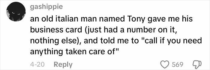 Alt text: A creepy customer encounter where an old man gives a mysterious business card and offers help in an unsettling way.