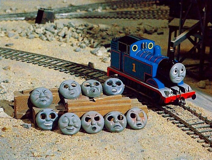 Terrifying collection of odd train faces on railway tracks