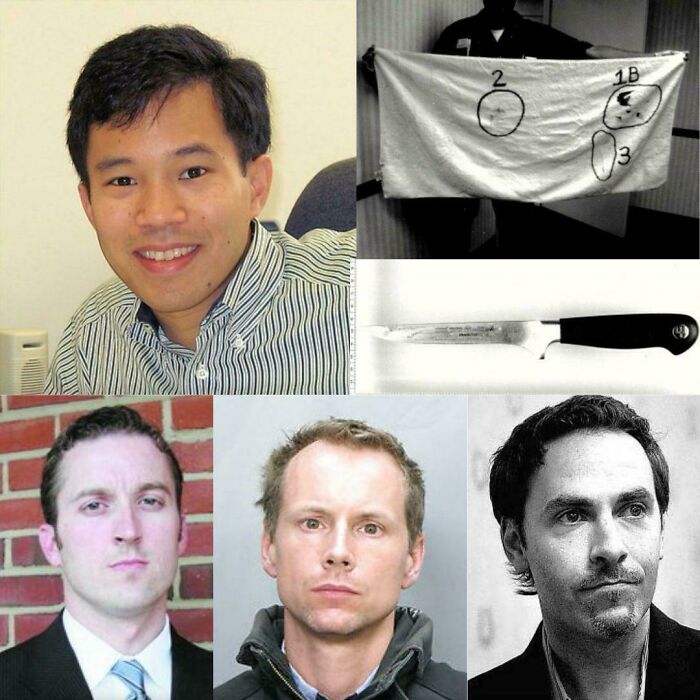 Collage of various men, a knife, and a towel with markings illustrating still remains undiscovered to this day.